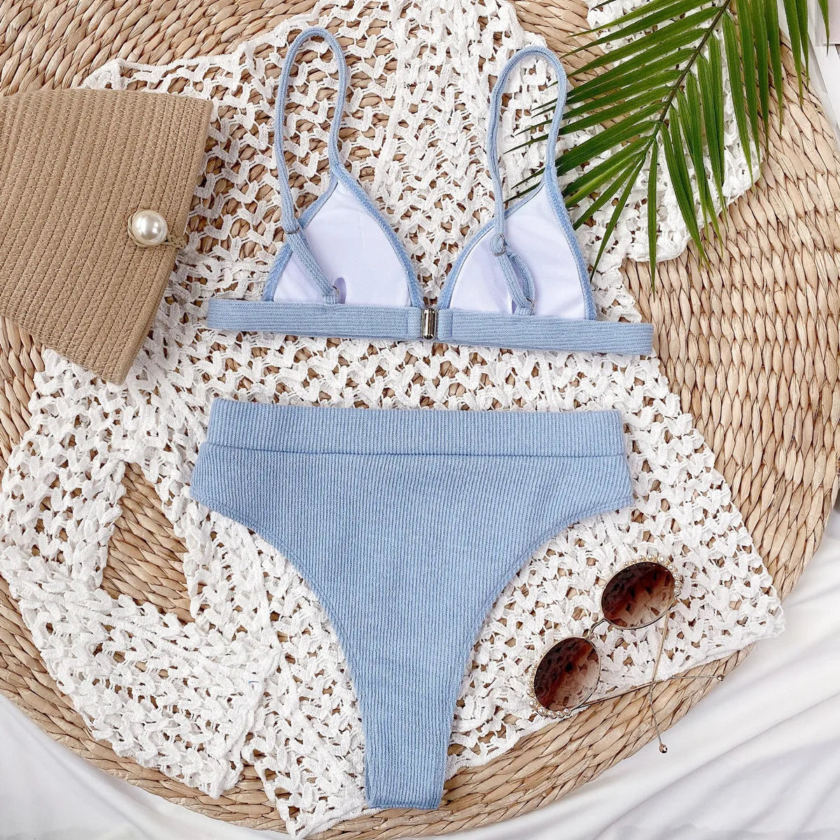 5 Colors Sexy Bikini Women Solid High Waist Swimwear Swimsuit Bikinis Set Ribbed Bathing Suit Female Maillot De Bain Femme 2026