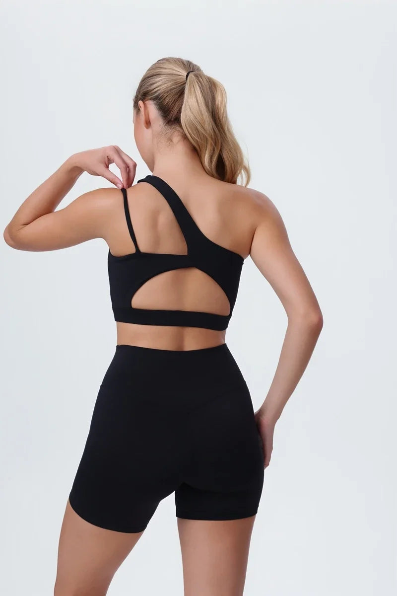 DIA FIT JOY Yoga Sports Bra Single Shoulder Irregular Strap Naked feel Sensation Beautiful Back Design Comfortable Breathable