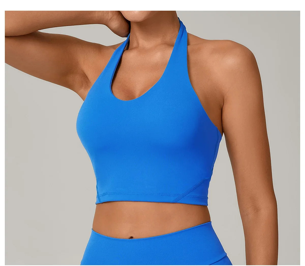 Women Fitness Sports Bra Halter Top High Support Push-up Open Back Gym Bra Shockproof Running Fitness Yoga Workout Underwear