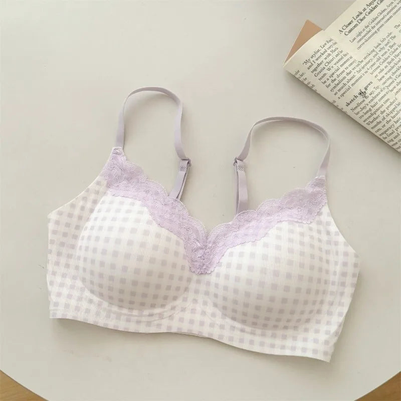 Elegant Summer Seamless Bra Small Breasts, Cooling Wireless Bralette Anti-Sagging, Breathable Comfort & Support Fixed Cup MOYISU