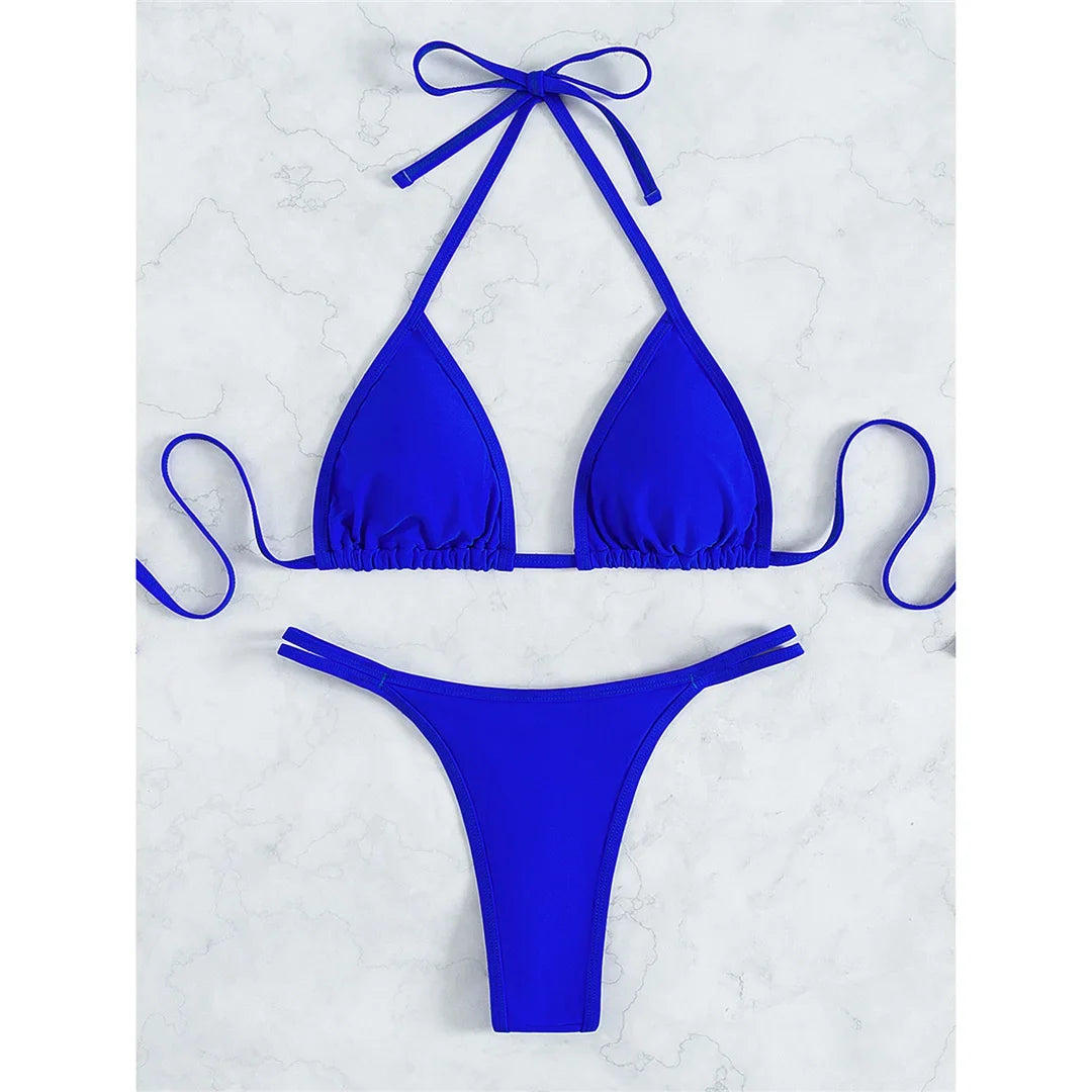 XS - L Rhinestone Extreme Mini Micro Thong Bikini Women Swimwear Female Swimsuit Two-pieces Bikini Set Bather Bathing Suit V3384