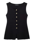 Women's Sleeveless Knit Top With Metal Buttons White Sleeveless Button Down Vest And Maxi Skirt Two Piece Set For Women S7XY