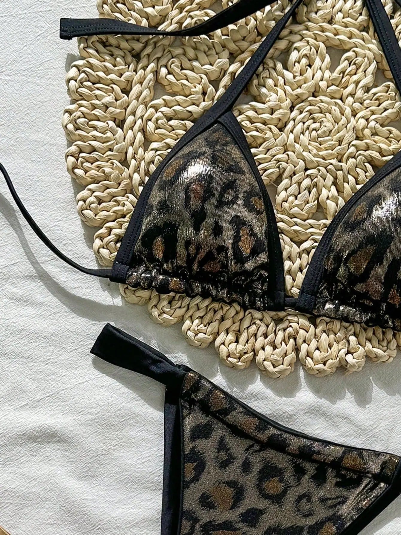 Shiny Brozing Wine Leopard Print Bikini Women Sexy Push Up Bra Pleate Triangle Swimsuit 2026 Beach Bathing Suit Holiday Swimwear