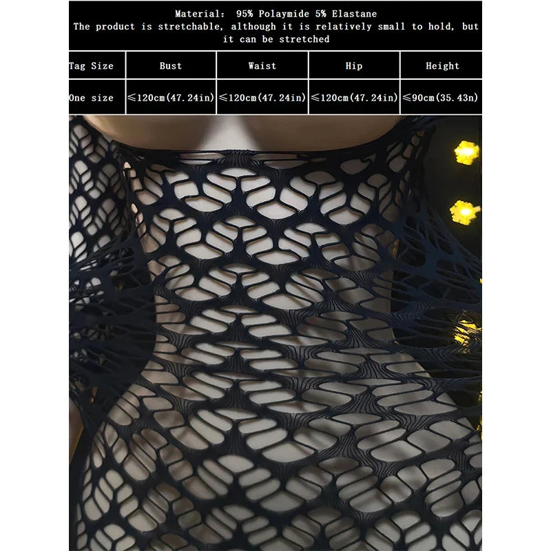 Ladies Long Sleeve Sheer Mesh Cover Up Dress, Stylish See-Through Fishnet Beachwear  For Summer Vacation