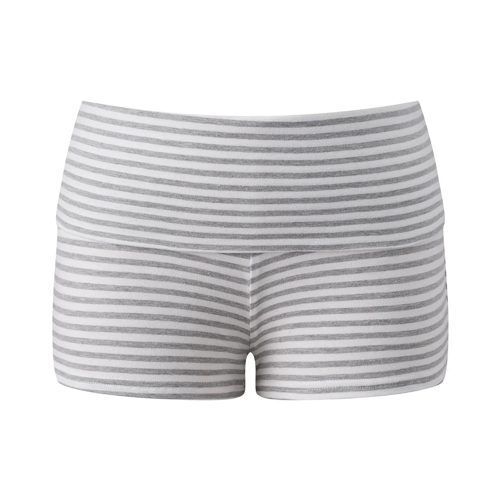 Women's Fold Over Mini Shorts Summer Fashionable Causal High Waist Bodycon Skinny Shorts Striped/Solid Color Short Pants