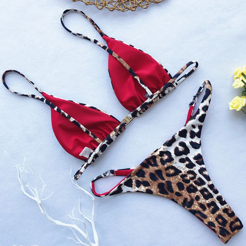 XS - L Leopard Mini Micro Thong Bikini Women Swimsuit Female Swimwear Two Pieces Bikini Set Brazilian Bather Bathing Suit Swim