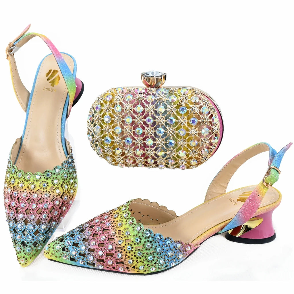 Doershow  High Quality African Style Ladies Shoes And Bags Set Latest purple Italian Shoes And Bag Set For Party  HAE1-7