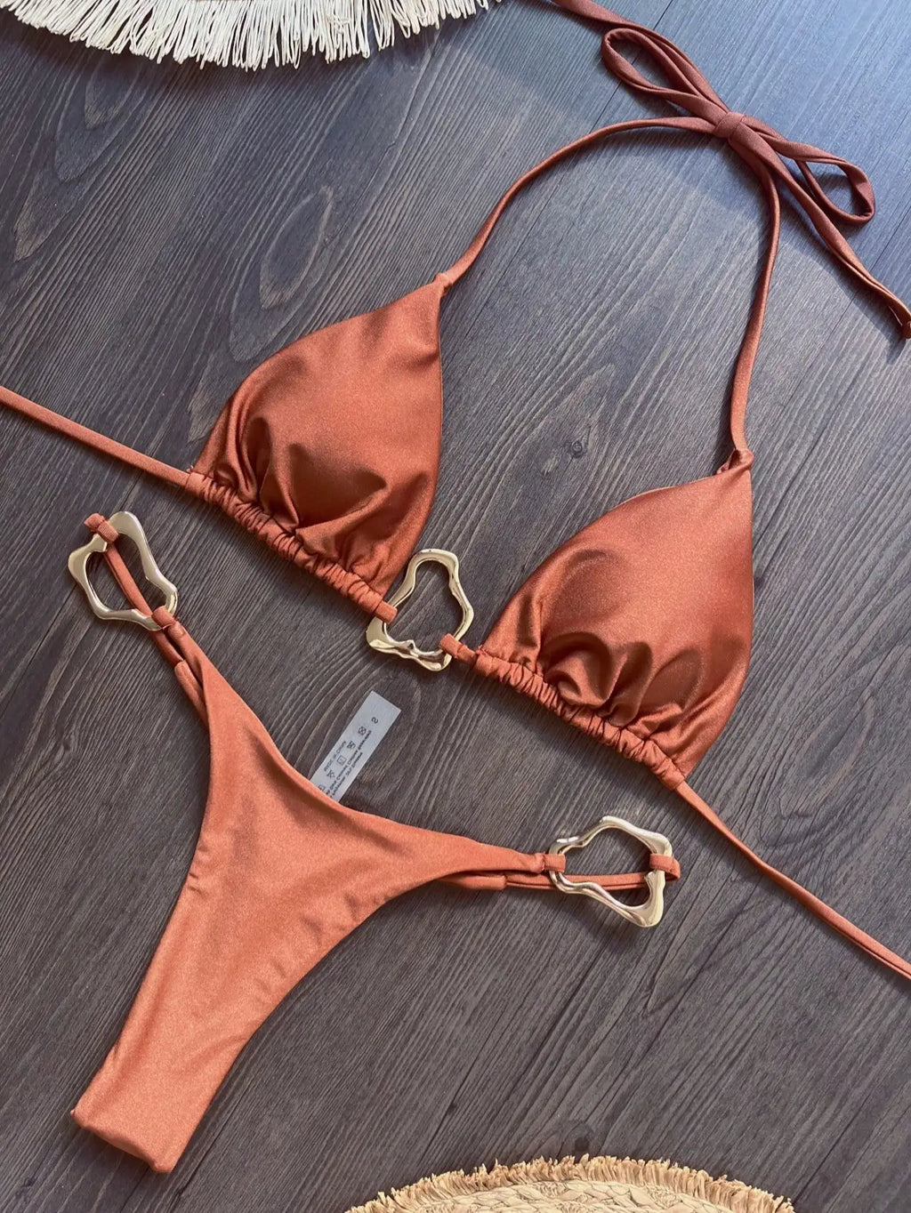 New Sexy Bikini Solid Color Lace-up Split Two-piece Swimsuit for Women