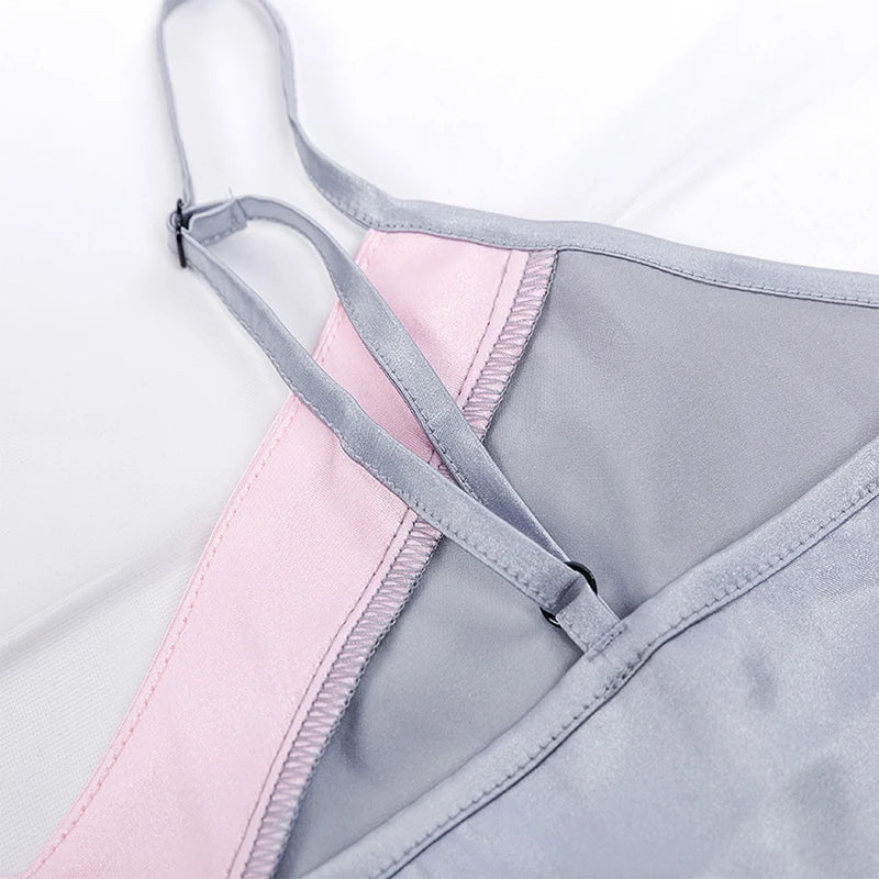 New women's set sleepwear sexy satin sleepwear two-piece Home clothing top and shorts solid color silk sleepwear set