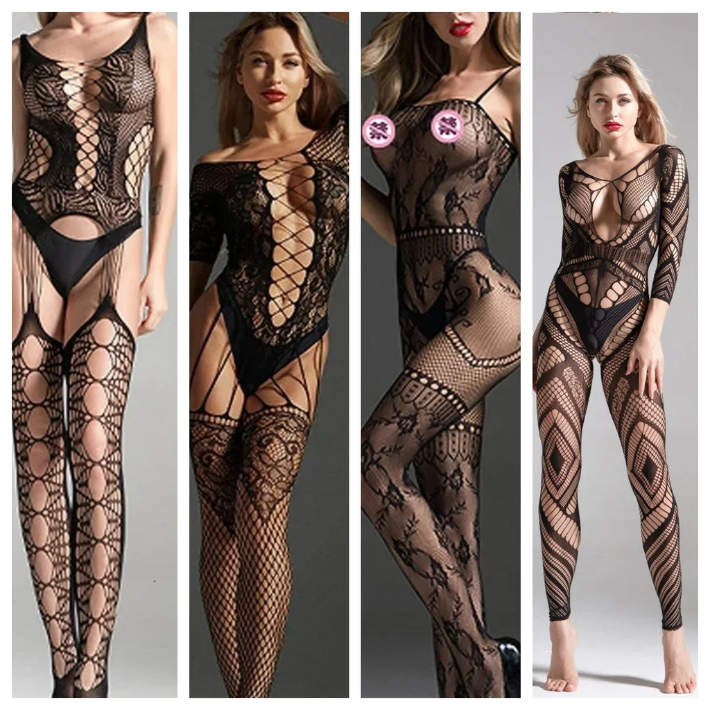 4 Style Women Sexy Lingerie Hot Erotic Underwear Bodystocking Teddies Bodysuit Elasticity Fetish Open Crotch Sexi Costume