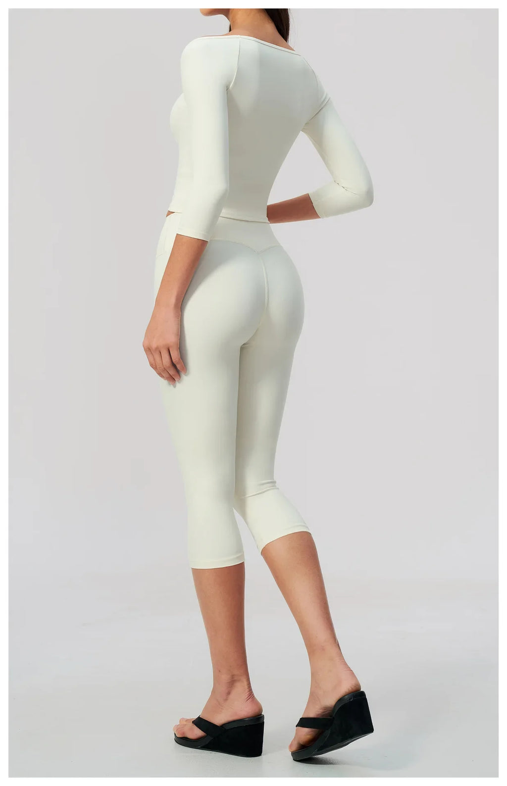 Fashion Mid Sleeve T-shirt Yoga Suits Tight Fitting Slim Sports Tops High Waist Peach Hip Mid Pants Gym Running Fitness Outfits