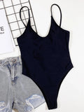 2026 Sexy Black One Piece Swimsuit Swimwear Women Solid One-piece Bathing Suit Beachwear Costumi Da Bagno Donna Banadores Mujer