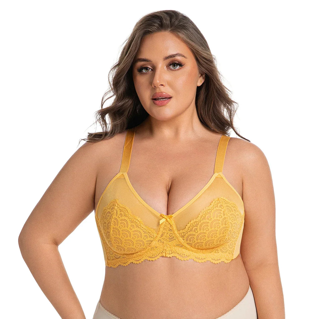 Women's Floral Lace Buckle Front Wireless Bra,Breathable Comfortable lingerie Top for Daily Wear,Women's Lingerie for All Season