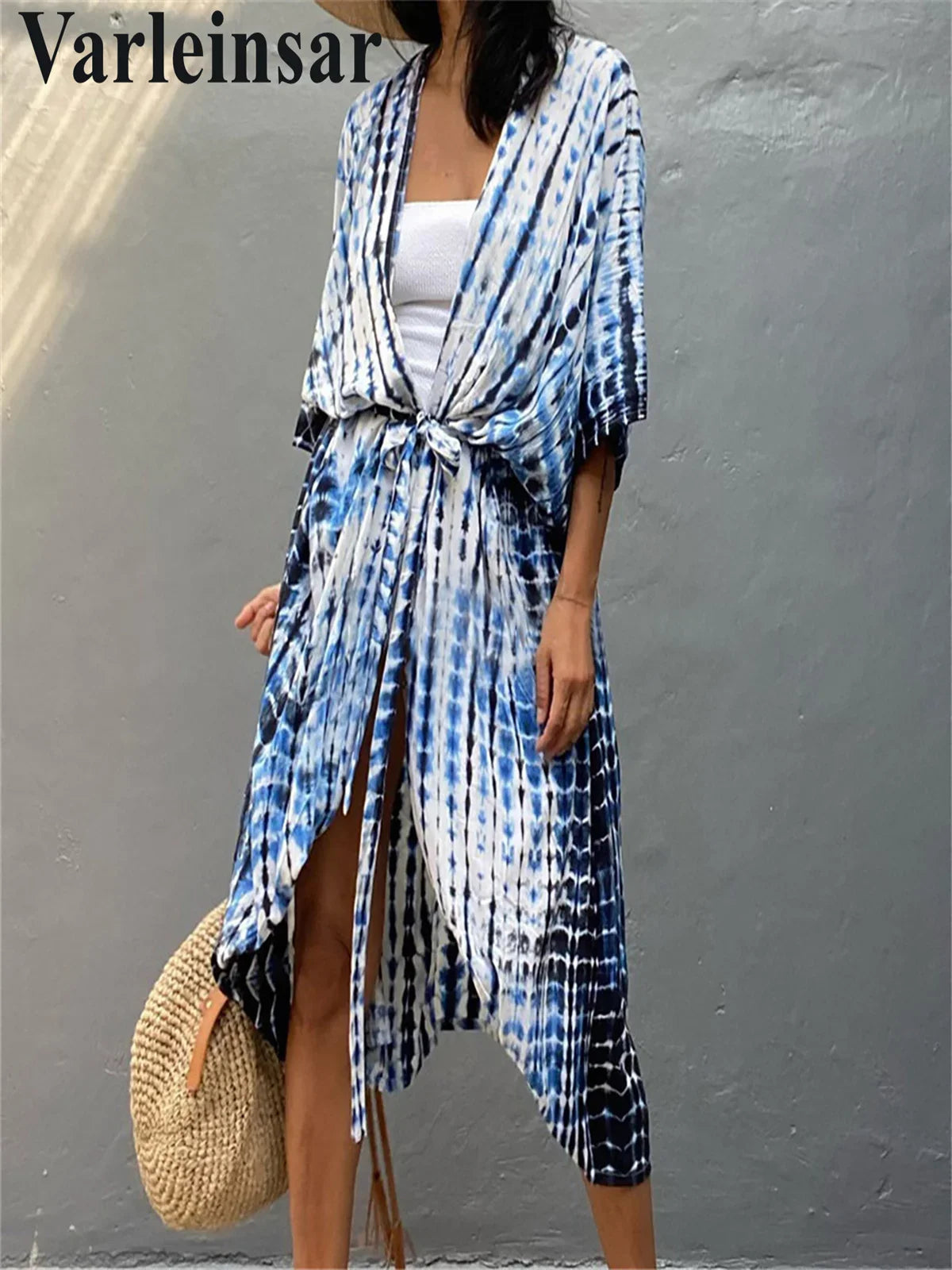 17 Colors Leopard Printed Colorful With Belt Tunic Cover-ups Beach Dress Beach Wear Beachwear Female Women Beach Cover Up V4510L