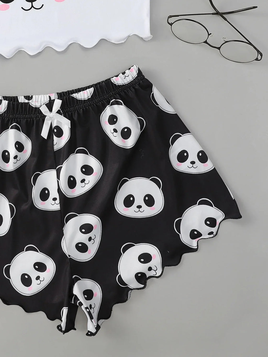 Summer Sleepwear Women's 2pcs Cute Soft Comfy Panda Print Sexy Sleeveless Shorts Homewear Pajama Set Loungewear