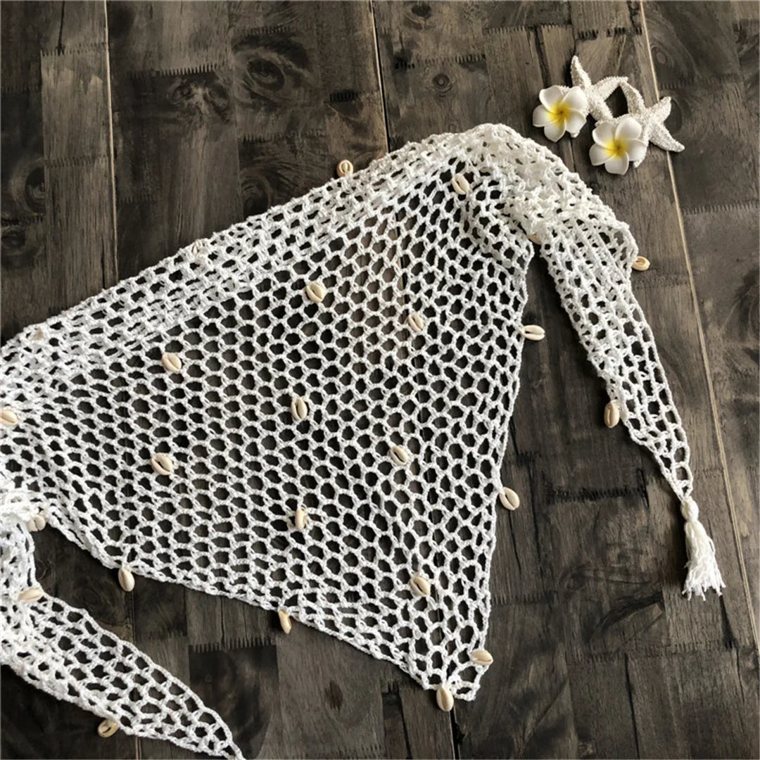 7 Colors Hollow Out Crochet Knitted Sarong Pareo Beach Cover Up Cover-ups Beach Dress Beach Wear Beachwear Female Women V7010