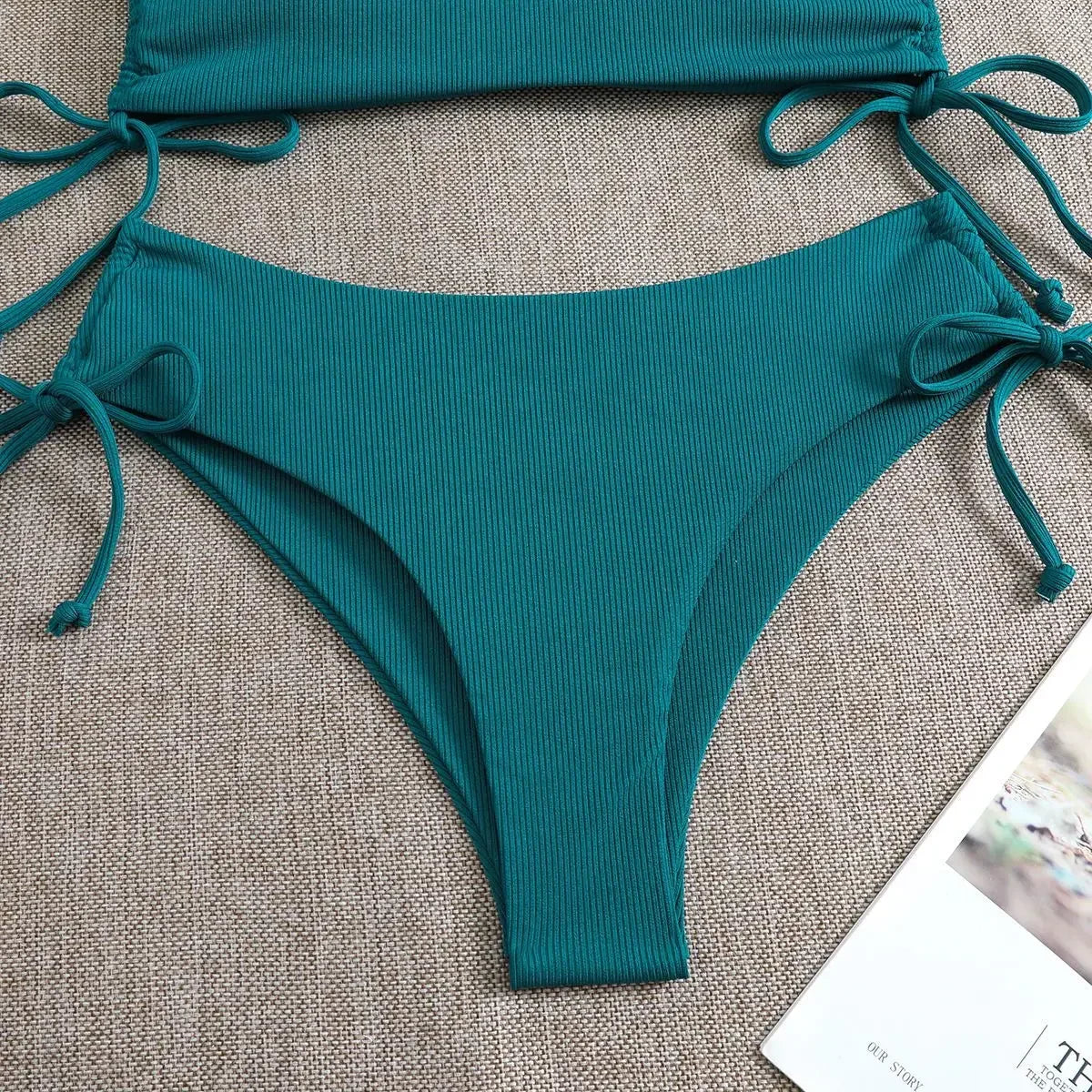 Sexy Bandeau Bikinis 2025 Women Brazilian Swimwear Female Swimsuit Two Pieces Bikini Set Bather Bathing Suits Girls Beach Wear