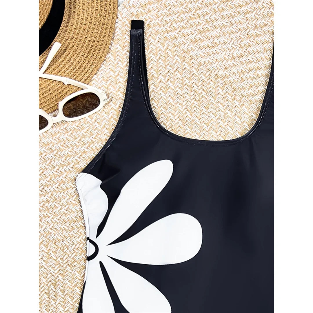 S - XL 2026 Flower Printed High Leg Cut Women Swimwear One Piece Swimsuit Female Monokini Padded Bather Bathing Suit Swim V8231