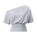 Women's Cinched Waist Blouse Tops Fashion Stylish Off Shoulder Short Sleeve Solid Color Shirts Summer Elegant Shirts Streetwear