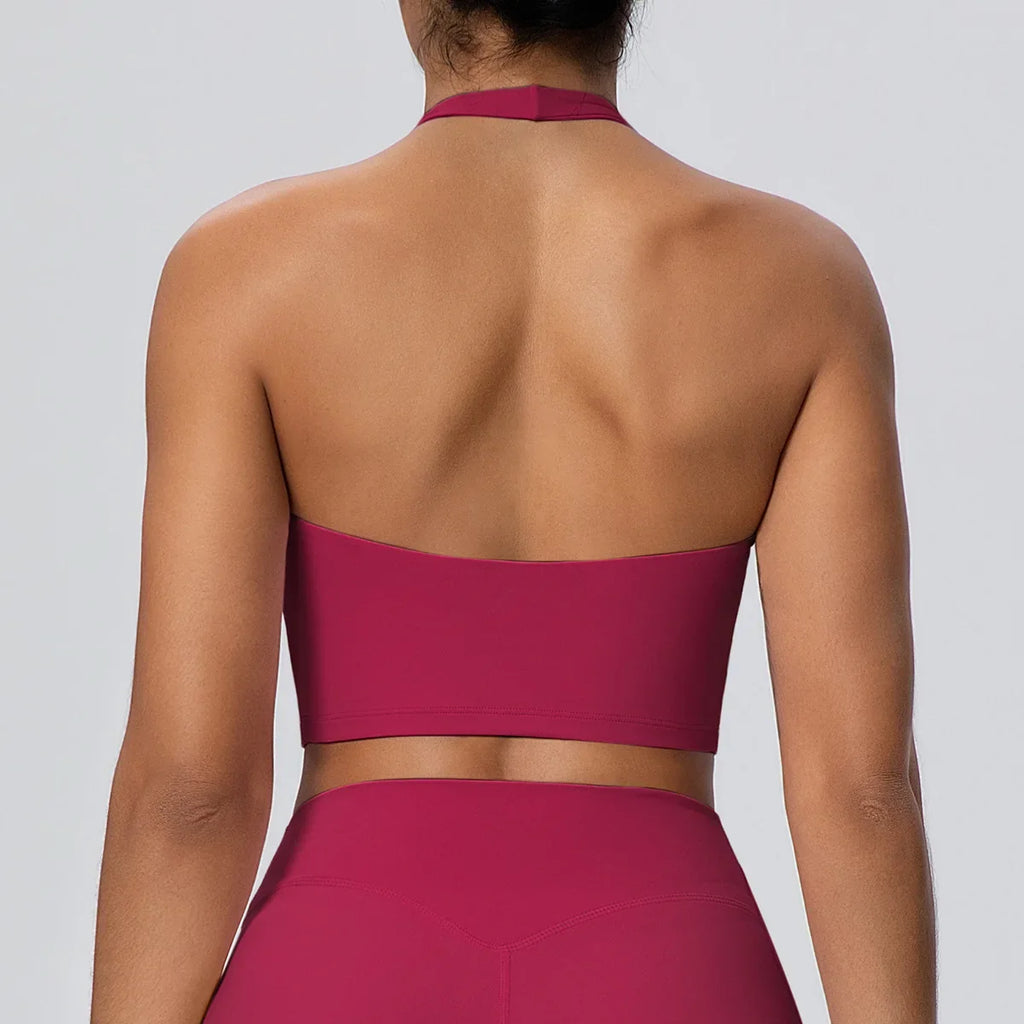 Sexy Gym Women's Sports Bra Breathable Hanging Neck Backless Sports Bra Women's Comfortable Exercise Pilates Training Yoga Top