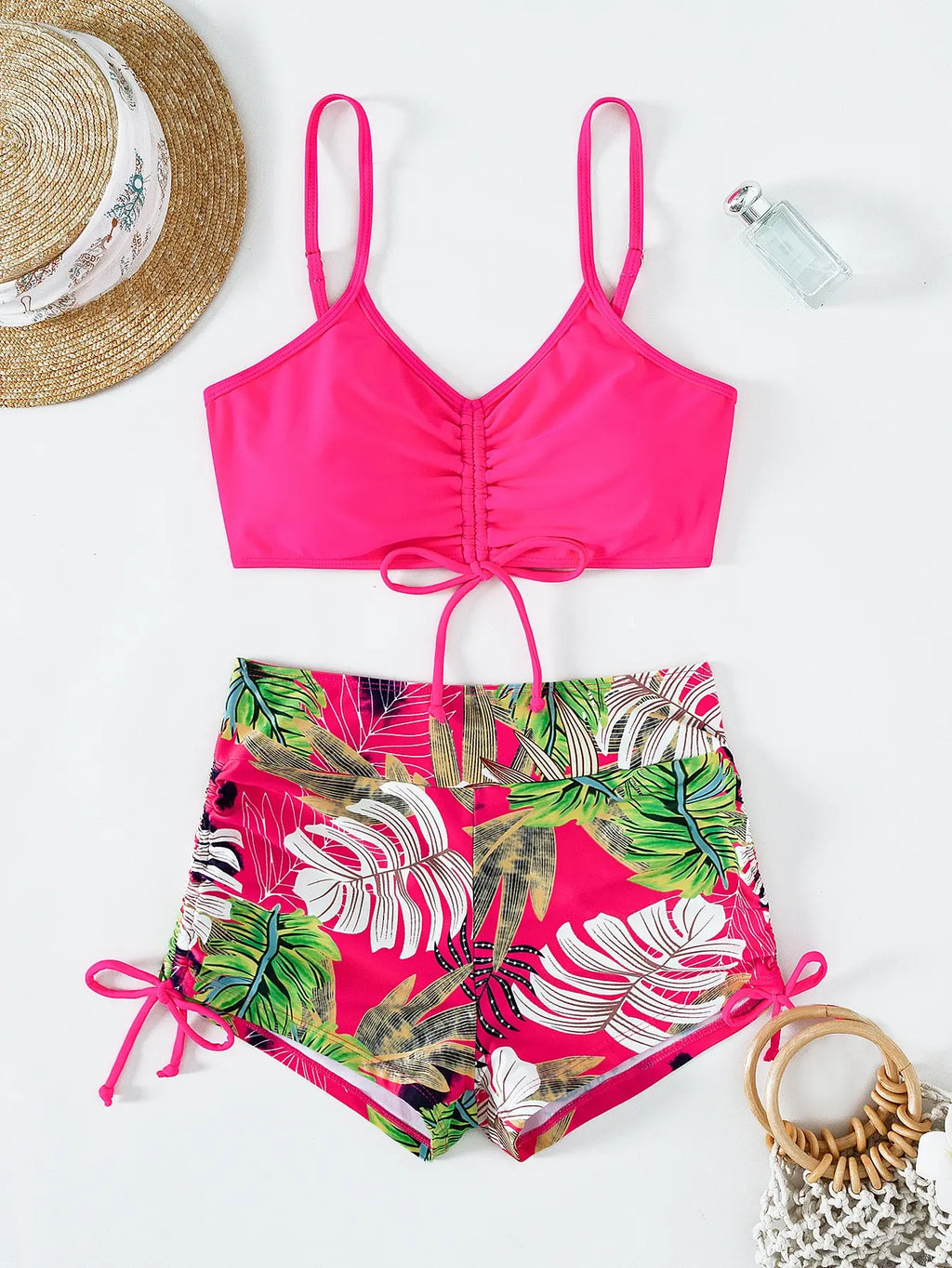 Drawstring Front Shorts Bikinis 2026 High Waist Swimsuit Women Swimwear Female Bathers Bathing Swimming Swim Suit Beachwear