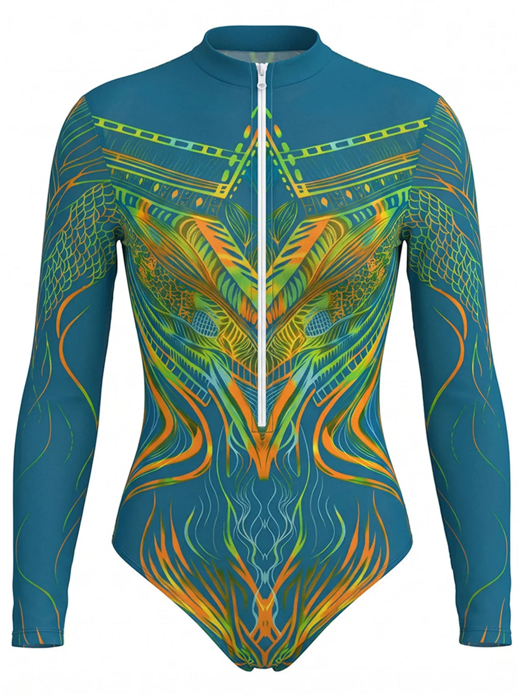 S - XXL New Printed Long Sleeve With Pants Zipper Women Swimwear One Piece Swimsuit Female Padded Bather Bathing Suit Swim V8356