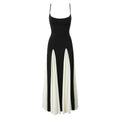 Foridol Black Beige Patchwork Summer Women's Dress Spaghetti Strap A-line Pleated Party Vestidos Sleveless Beach Casual Dress