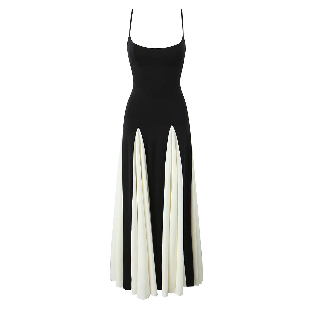 Foridol Black Beige Patchwork Summer Women's Dress Spaghetti Strap A-line Pleated Party Vestidos Sleveless Beach Casual Dress