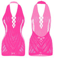 1PC Women Sexy Fishnet Beach Cover Up Sleeveless Hollow Out Bodycon Dress See Through Summer Swimwear