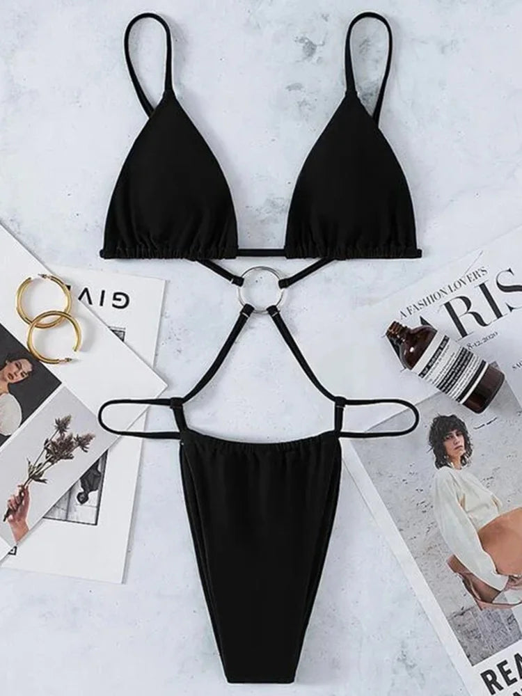 High Cut Out G String Female Swimwear One Piece Swimsuit Women Mini Micro Thong Monokini Bather Backless Bathing Suit Swim Wear