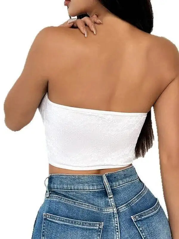 Pure Desire Casaul Style Sexy Strapless Off-the-shoulder Vest Girl Fishbone Corset New Wrap Chest Corset Hollow Out Elegant GTGD