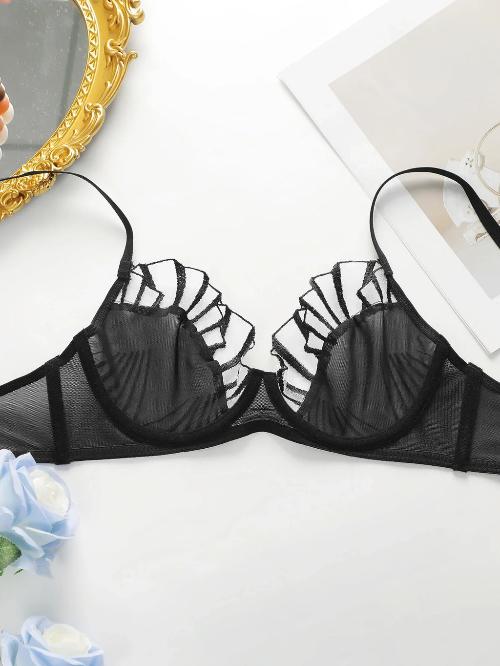 Beautiful Women's Pink and Black brassiere Lace Sexy Lingerie Set Pull Up Bra 2024 New fashionable Women's Clothing