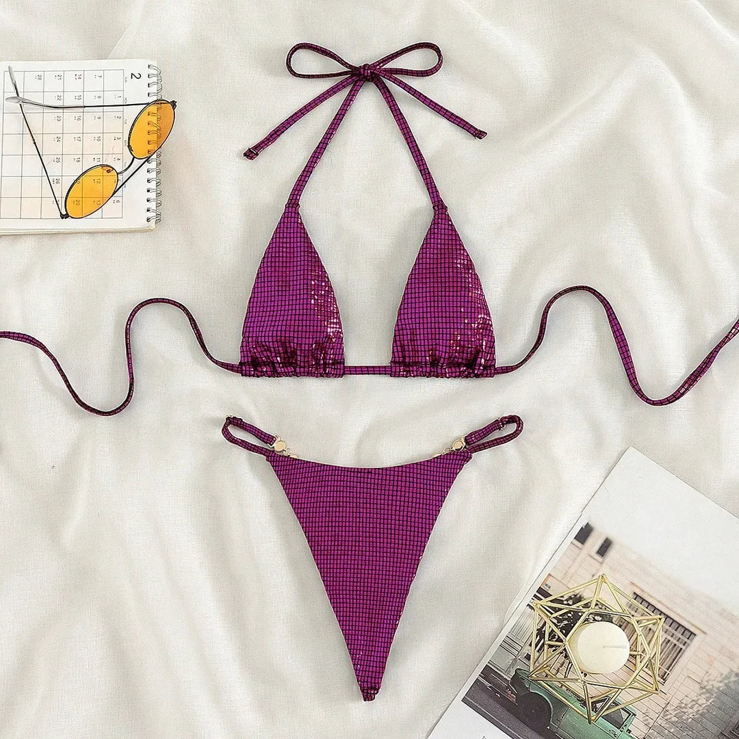 Sexy Diamond Extreme String Mini Micro Bikini Women Swimwear Female Swimsuit Two-piece Bikini set Bather Bathing Suit Swim V5180