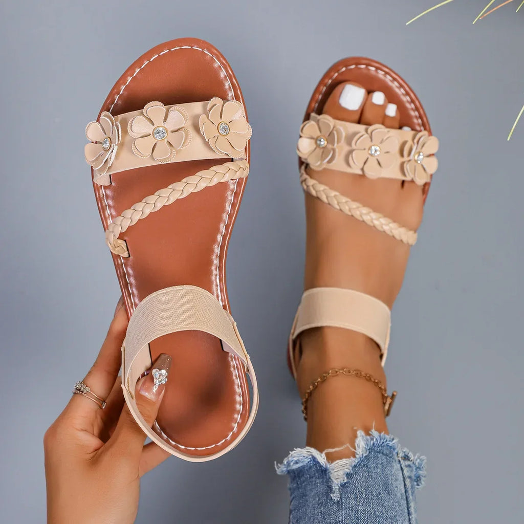 Women's Sandals  New Summer Casual Open-toed Women's Flats Fashion Floral Design Casual Comfortable Women's Sandals