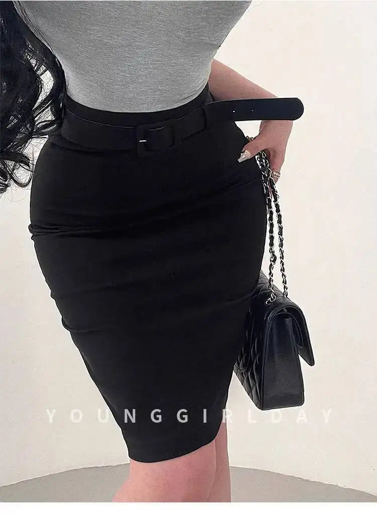 Korean Pure Desire Style Sexy OL High Waist Back Slit Mid Length Skirt Belt School Girl Uniform Fashion Women Mini Skirts UJR8