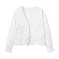 Foridol Heart Embroidery White Cotton Women Blouse Bowknot Spring Summer Lantern Sleeve Casual Shirt V Neck Loose Chic Blusa