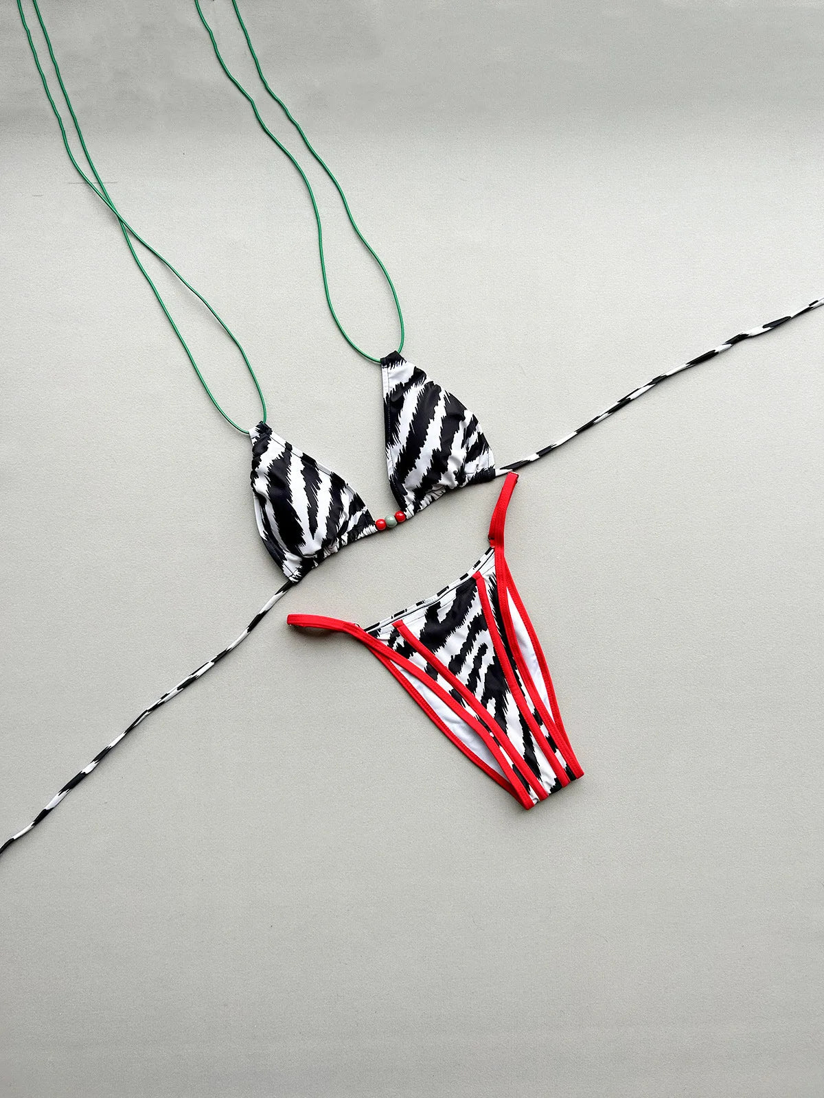 2026 Summer Women's Micro Bikini Set Sexy Lace-up Backless Swimsuit Patchwork Push Up Thong Swimwear Biquini Low Waist Biquinis
