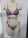 Print Triangle Bikini Set Women Split Swimwear Sexy Bandage Design Micro Bikini Beachwear Summer New Lady Swimming Bathing Suit
