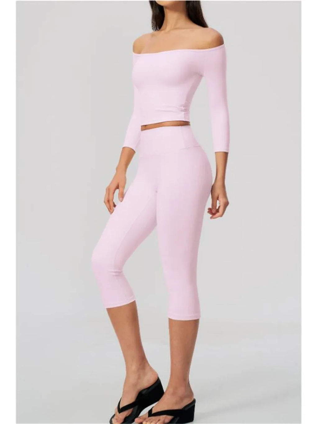 Fashion Mid Sleeve T-shirt Yoga Suits Tight Fitting Slim Sports Tops High Waist Peach Hip Mid Pants Gym Running Fitness Outfits