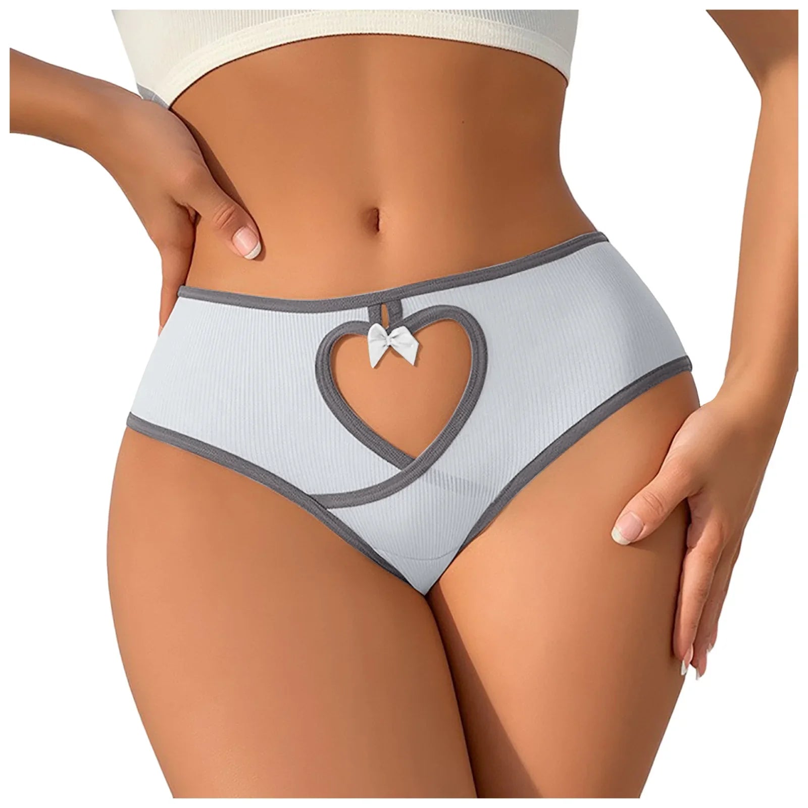 Love Heart Hollow Out Sexy Women'S Underwear Low Waist Breathable Seamless Cotton Panties Soft Comfortable Daily Briefs Lingerie