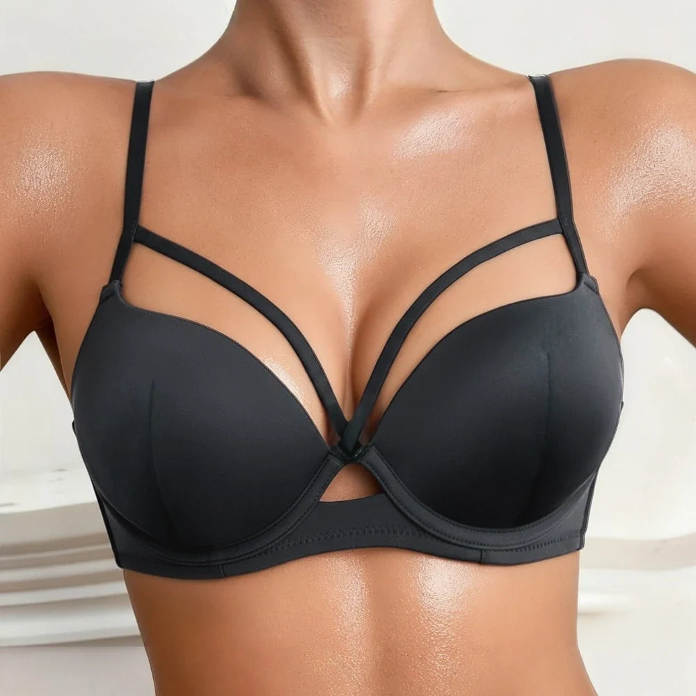 Sexy Leopard Print Bra for Women Push-up Anti-sagging Wire-free One-piece Bras for Small Breasts