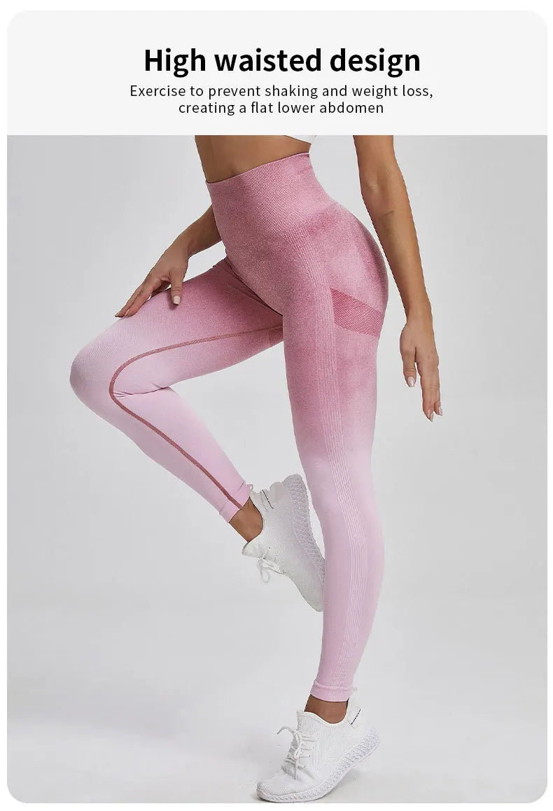 Gradient Color Energy Legging Women Workout Fitness Jogging Running Leggings Gym Tights Stretch Sportswear Yoga Pants
