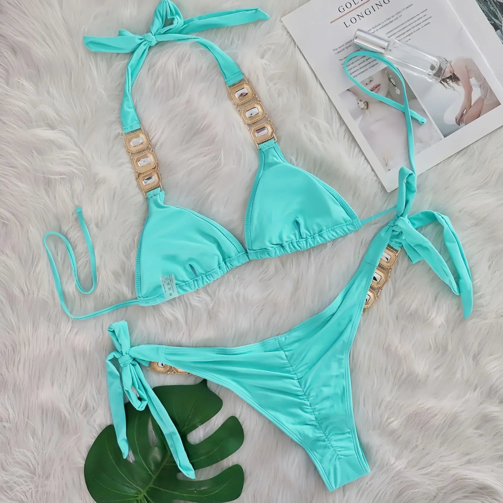 Halter Scrunch Butt Rhintstone Diamond Bikini Women Swimsuit Female Swimwear Two Pieces Bikini Set Brazilian Bathing Suit Swim