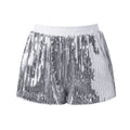Women's Solid Color Sequin Mini Shorts Summer Fashionable Elastic Waist Going Out Micro Shorts
