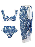 3 Pieces Push Up Bikini 2026 High Waist Swimsuit & Skirt Sexy Ruffle Swimwear Women Bathing Swimming Swim Suit Female Beachwear