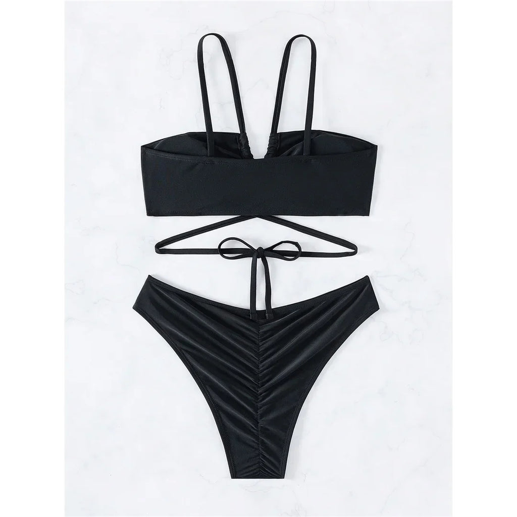S - XL Cut Out Scrunch Butt Bikini Female Swimsuit Women Swimwear Two-pieces Bikini set Brazilian Bather Bathing Suit Swim K7300