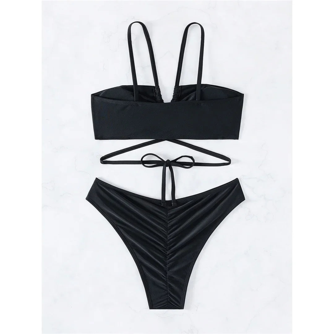 S - XL Cut Out Scrunch Butt Bikini Female Swimsuit Women Swimwear Two-pieces Bikini set Brazilian Bather Bathing Suit Swim K7300