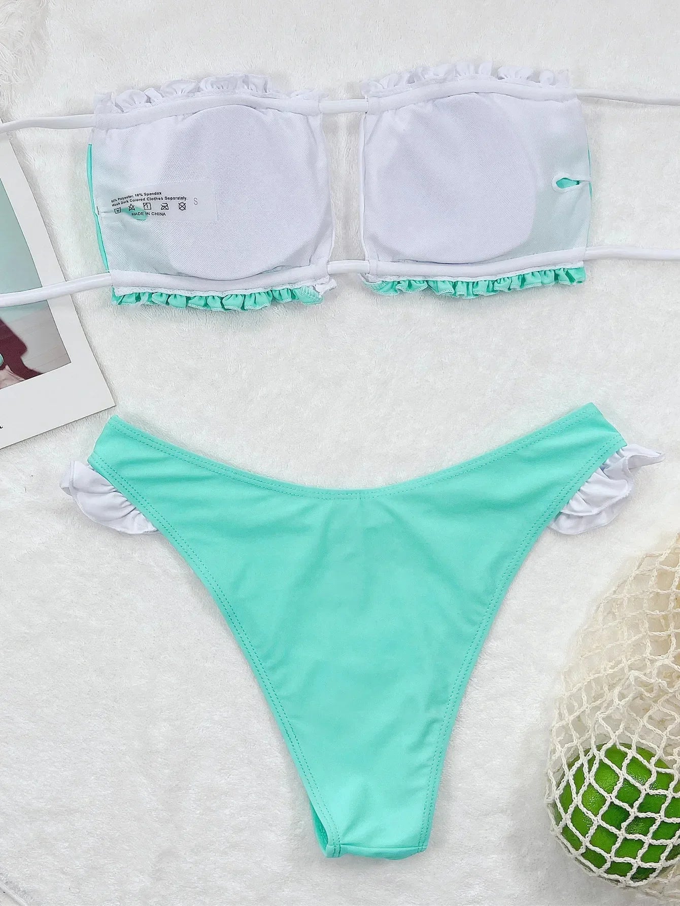 2026 New Sexy Bikini Bandeau Women Swimwear Swimsuit Pleated Hollow Patchwork Frill Bikinis Set Bathing Suit Beach Bikini Female