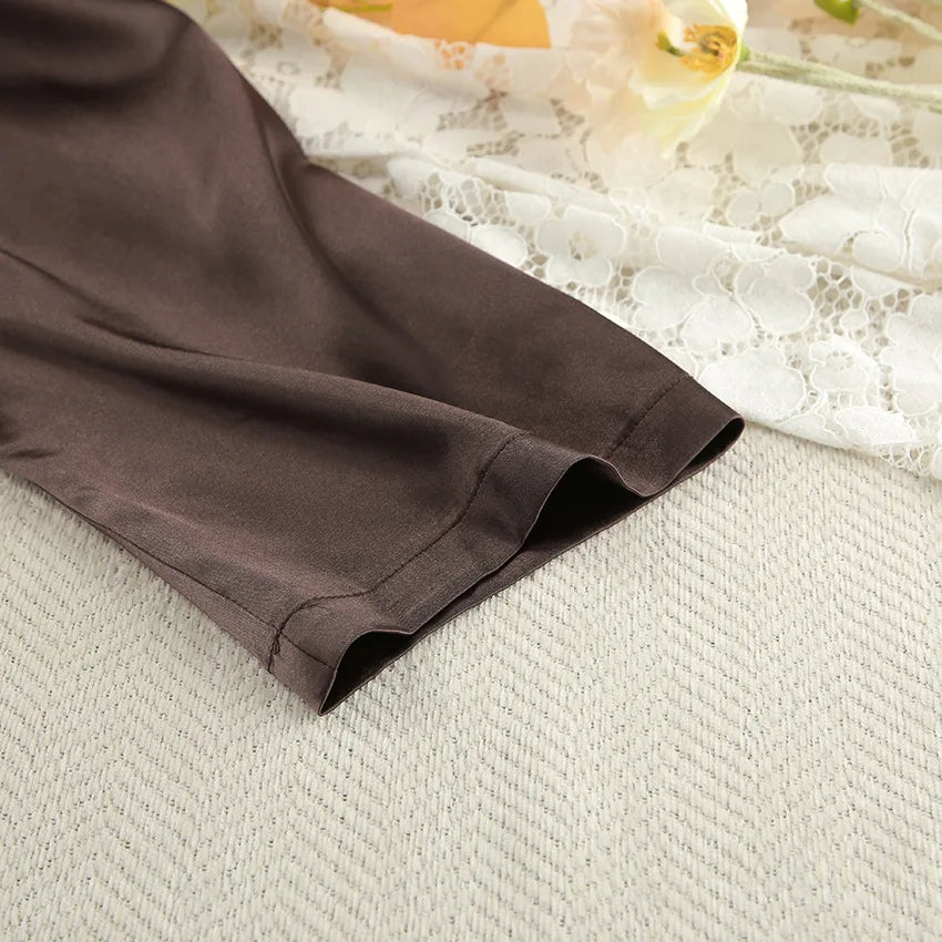 2026 New Women's Home Clothes Open Cardigan Belted Sleepwear Loose Long Sleeve Long Pant Smooth Comfort Spring Street Style