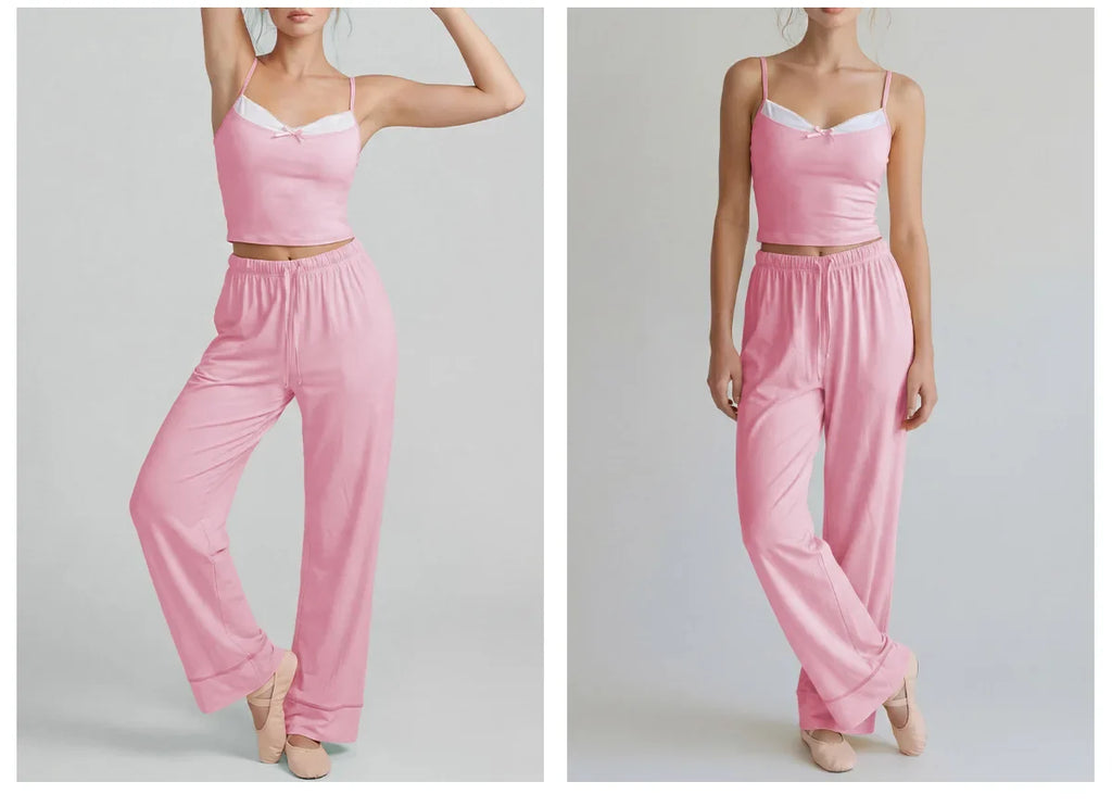Women's Yoga Sets Yellow Patchwork Slimming Sports Tank Top Summer Gym Training Suit High Waist Wide Leg Pants Fitness Outfits